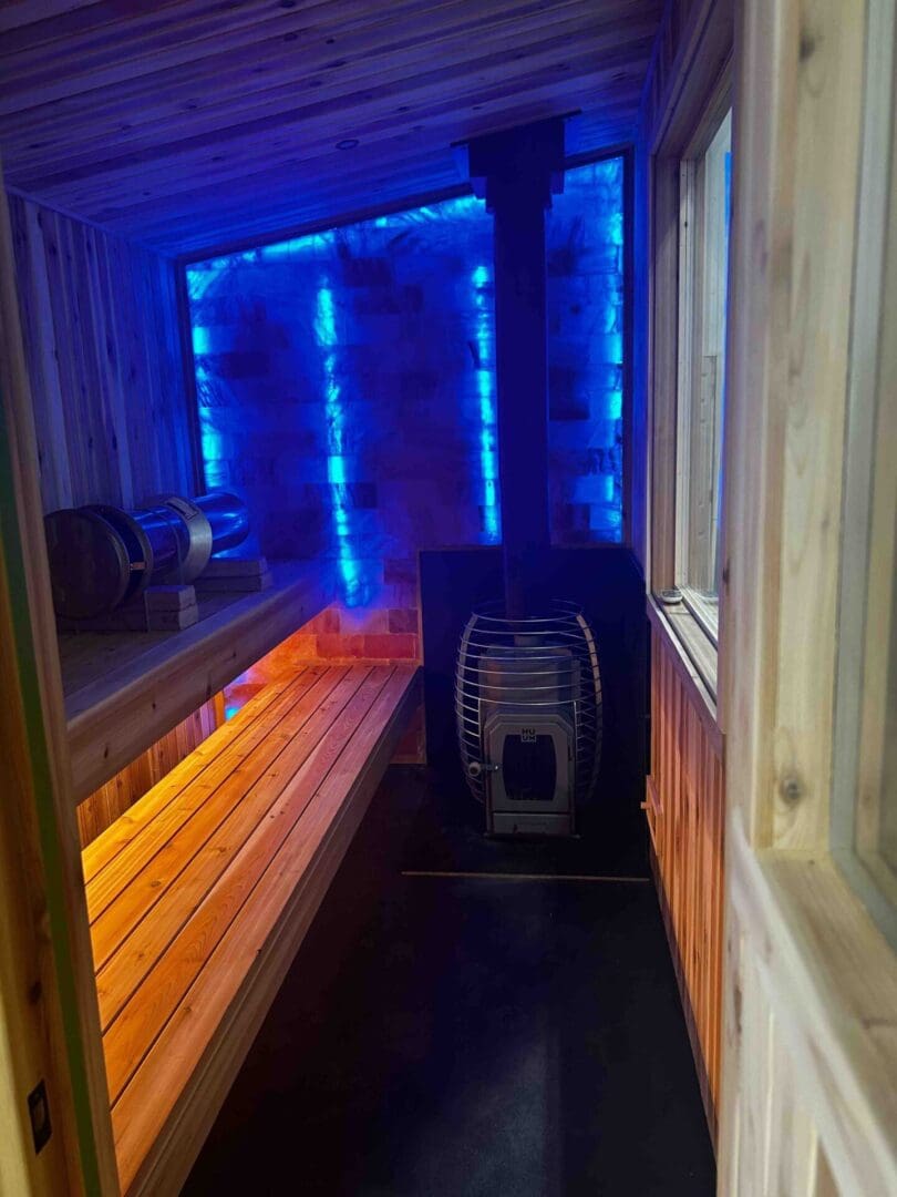 Custom sauna interior design with salt wall