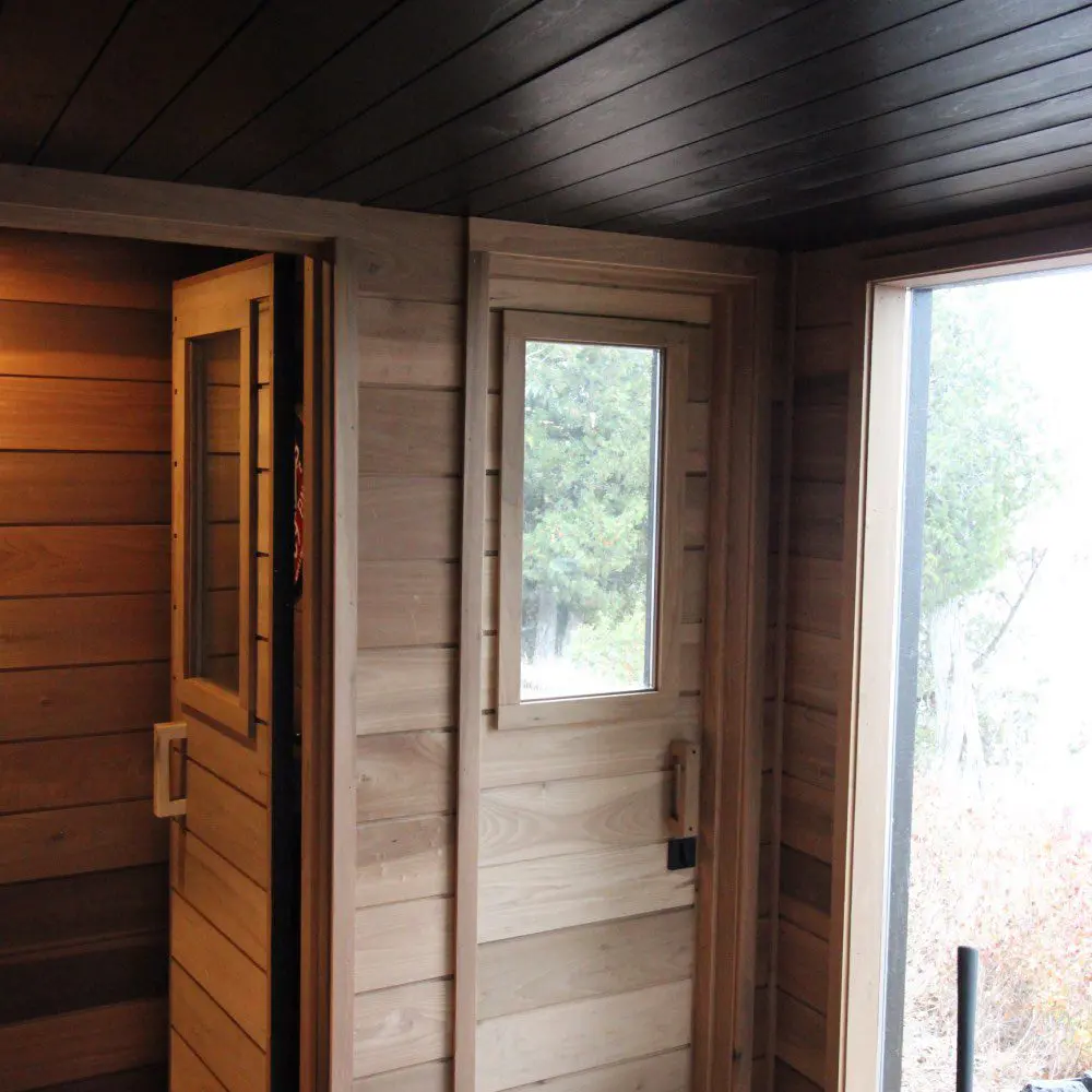 Wood burning Thermally Modified Wood | Custom outdoor sauna in Minnesota