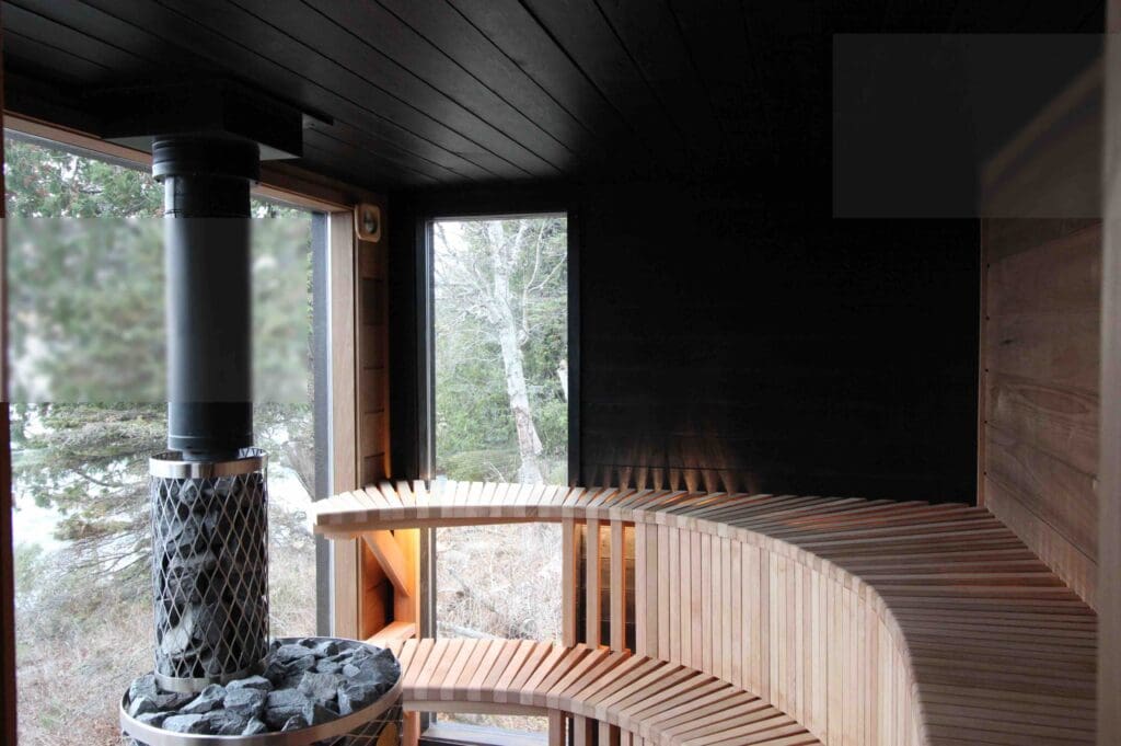 Stationary Sauna Thermally Modified Wood | Custom outdoor sauna in Minnesota