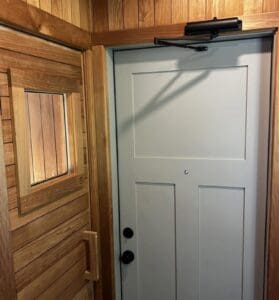 Interior of Custom Thermally Modified Wood Interior Sauna | Minneapolis Home Sauna