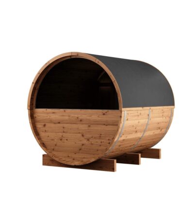 Thermory 6-Person Barrel Sauna No 50 side view