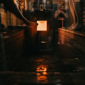 Sauna heater with people