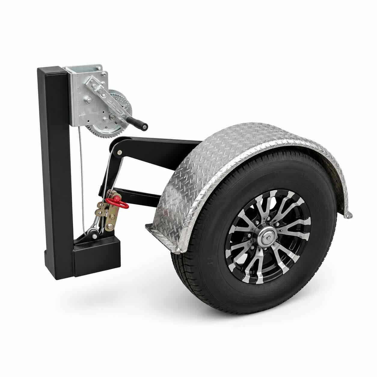 Crank-down steel trailer frame