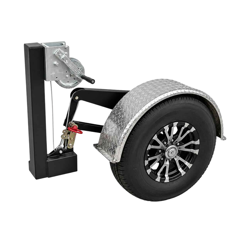 Crank-down steel trailer frame