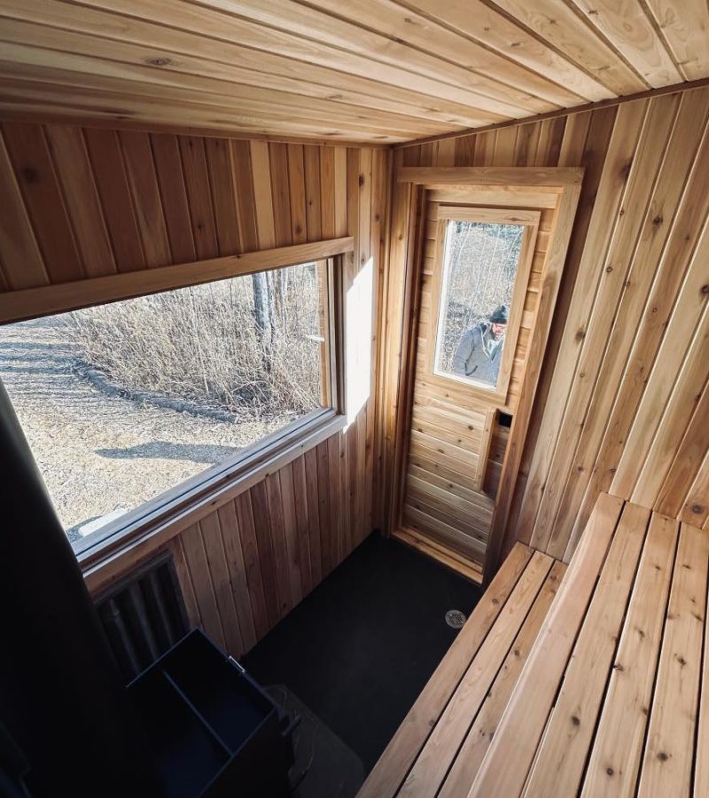 Custom Sauna Interior Hunting 8x8 Sauna